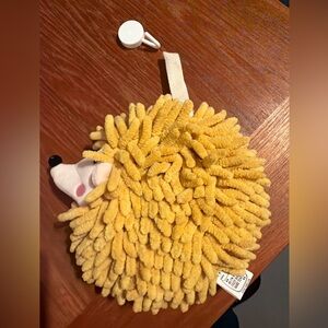 Hand Towel With Hook Hedgehog Fuzzy Yellow By Sophie & Panda Home Decor